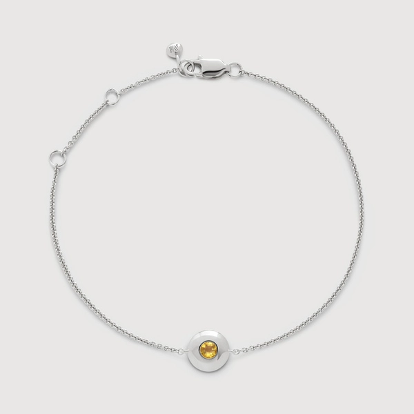 Sterling Silver November Birthstone Chain Bracelet - Citrine