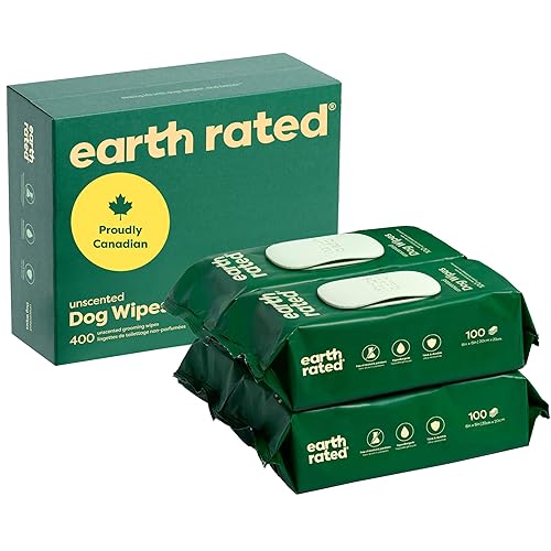 Earth Rated Pet Grooming Wipes for Dogs and Cats, Hypoallergenic, Cleaning and Hydrating, for Paws, Body and Butt, Unscented, 400 Count - 400 Grooming Wipes - Unscented
