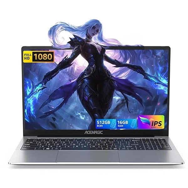 ACEMAGIC Laptop Computer, 16GB DDR4 512GB SSD, 15.6 Inch Windows 11 Laptop with Quad-Core N95(Up to 3.4GHz), Metal Shell, BT5.0, 5G WiFi, USB3.2, Type_C, Webcam, 38Wh Battery