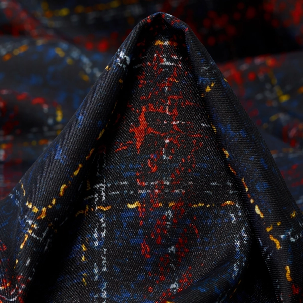 Satin Check Printed Dark Navy&Red Alert