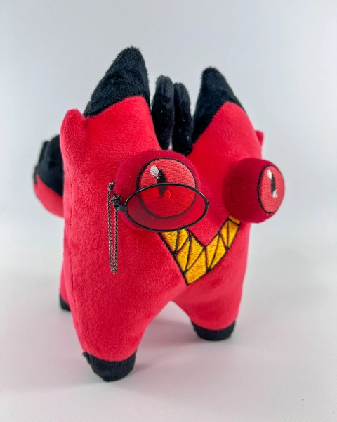 Alastor Cat plush toy. Cartoon cat Alastor stuffed animal