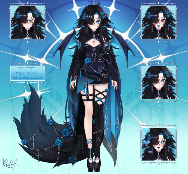 Full Body: 2D Vtuber Model [ Art+Rig bundle ] by Remi ⛧ (@RemiFiend)