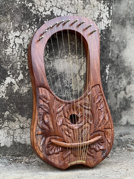 New Flower Lyre Harp 10 Strings Handmade RoseWood Lyre Harp With Free Strings and Key