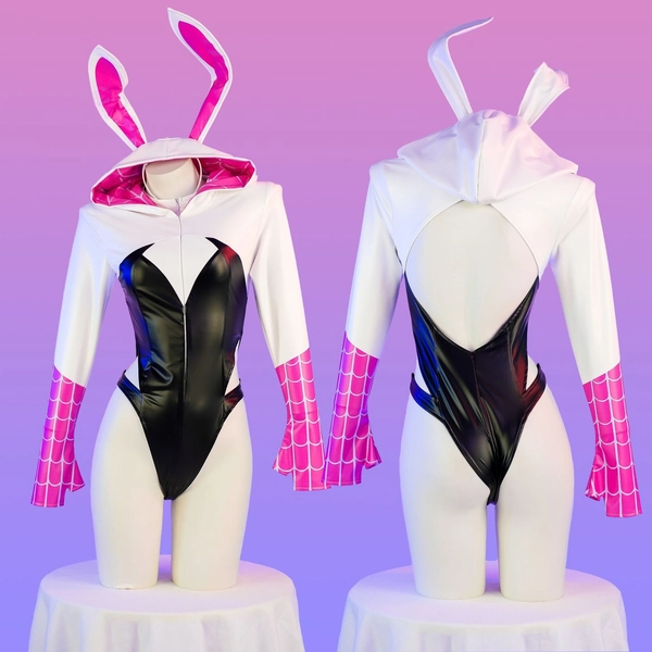 Cosplay Spiderman Gwen Jumpsuit Bikini Halloween Sexy Bunny Girl Suits Headband