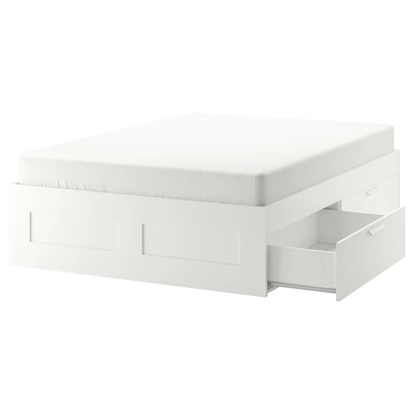 BRIMNES Bed frame with storage - white/Luröy Full