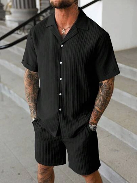 Manfinity Homme Men's Mature Vacation Casual Shirt Set And Shorts