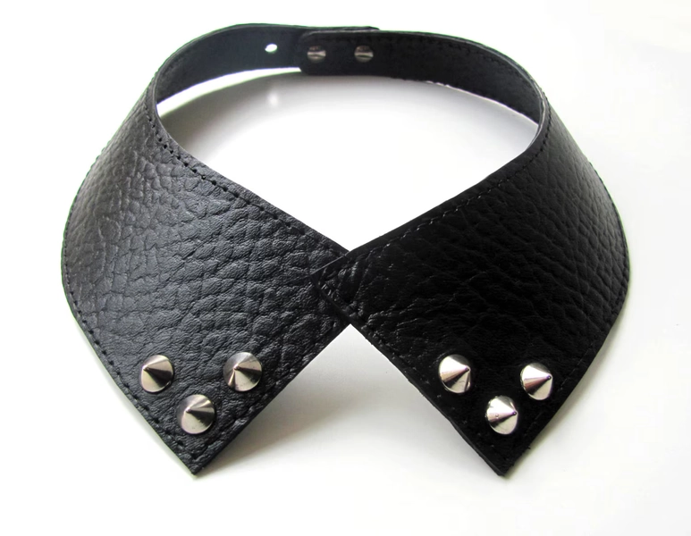 Leather Collar Necklace, Black spike collar necklace