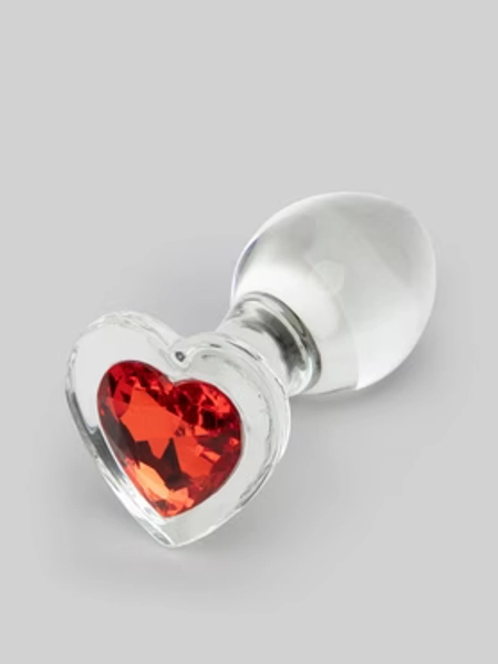 Lovehoney Sensual Glass Jeweled Heart Butt Plug 3 Inch