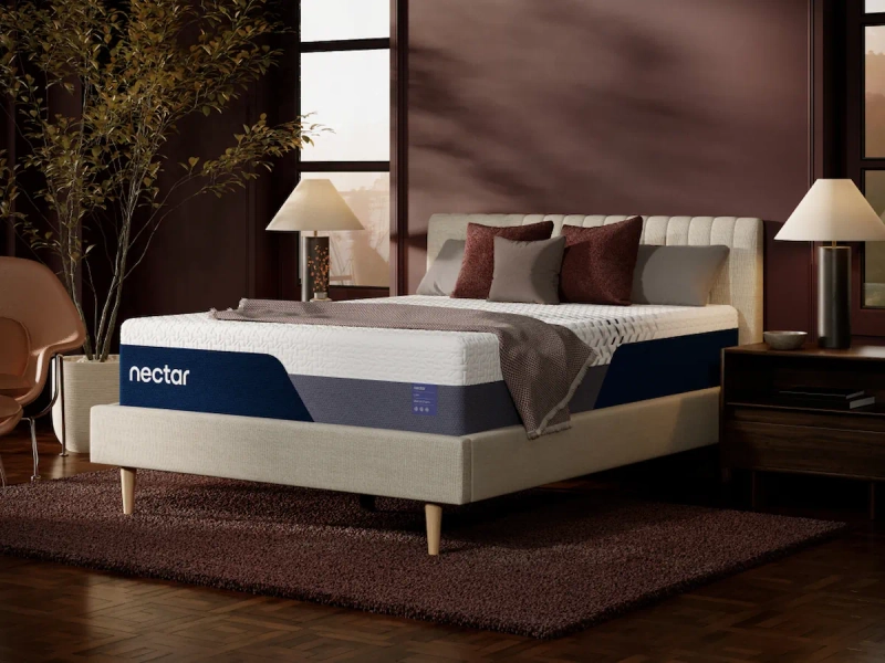 Nectar Luxe Hybrid With NectarCool + Bed Frame with Headboard