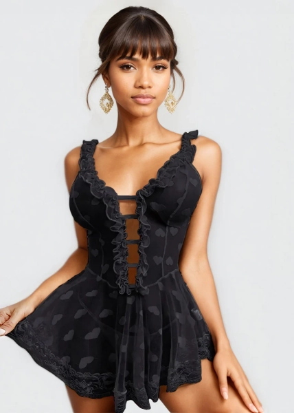 Plus Size Mesh Nightdress Lingerie