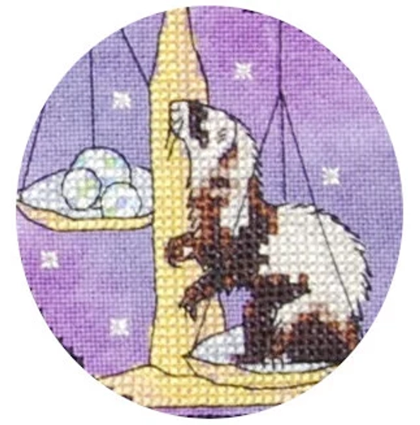 Libra Opal September October Ferret Cross Stitch PDF Instant Download