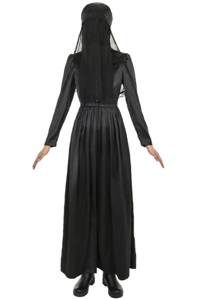 Resident Evil Donna Beneviento Cosplay Costume Long Dark Dress and Veil Mask