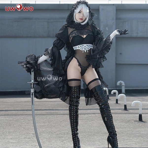 Uwowo Nier: Automata 2B Black Wedding Dress Bride Cosplay Costume