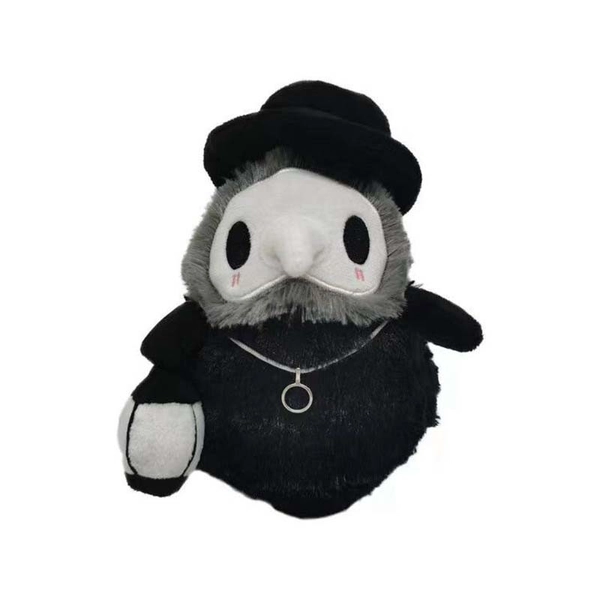 Plague Doctor Plush Toy Glow in the Dark Bird Stuffed Animals Steampunk Plushies - Black