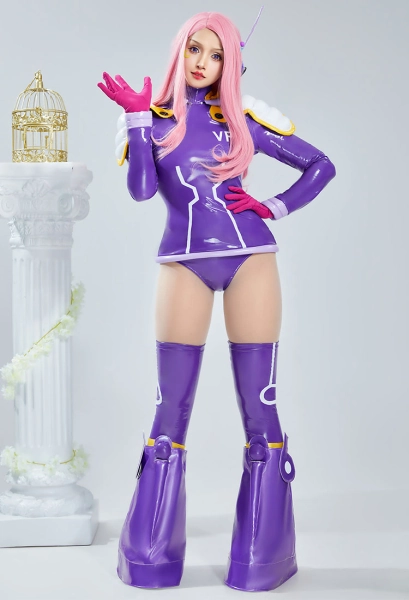 OP Bonney Egghead Arc Cosplay Costume Hoodie à Capuche Rose en Manches Longues et Culotte Triangle avec Bas de Cuisse et Gants