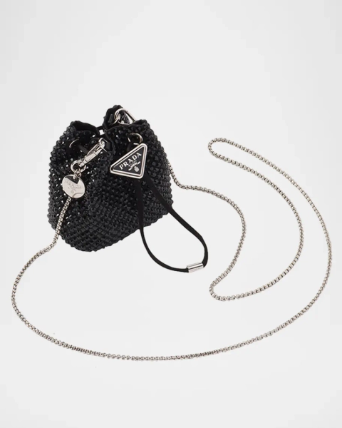 Mini Drawstring Crystal Bucket Bag