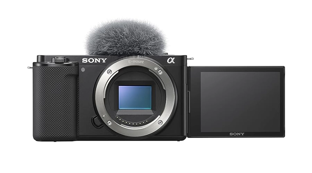 Sony Alpha ZV-E10 | Caméra Vlog à objectif interchangeable sans miroir APS-C (écran pivotant pour le vlogging, vidéo 4K, mise au point automatique des yeux en temps réel) Noir