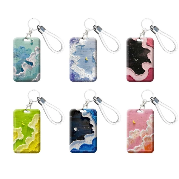 Sky ID Badge Holder Cute Student Card Holders Name Badge Holder Pastel Accessories