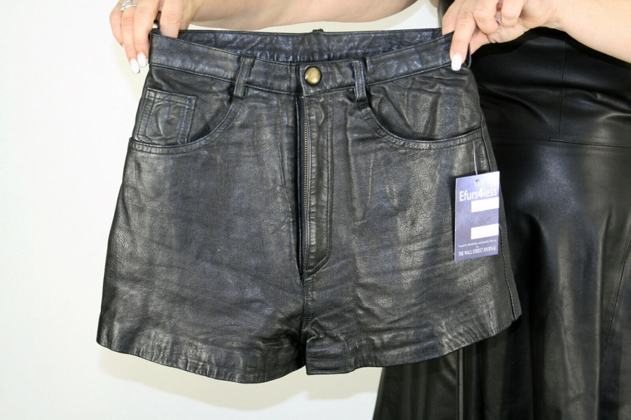 Dolce & Gabbana Black Lambskin Leather Shorts Size Small 