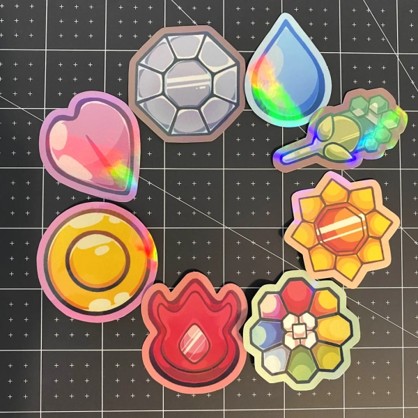 Kanto Gym Badge Stickers Gen 1
