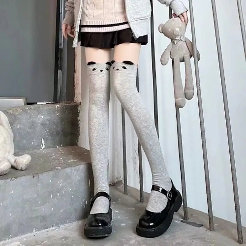 Cute Grey Bear Over Knee Socks - GRAY / One Size / CHINA