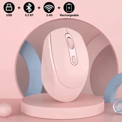 Vibrant 1600DPI Dual-Mode Wireless Mouse - Pink