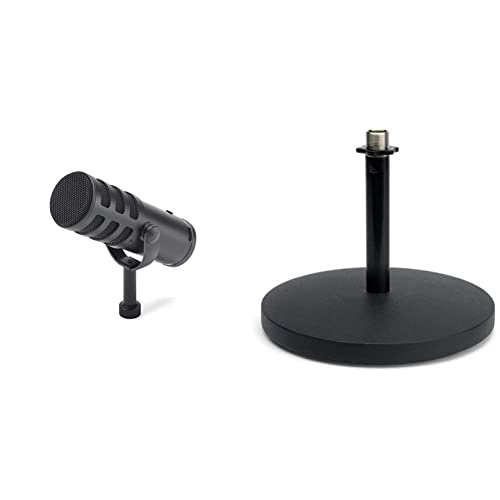 Samson Technologies Q9U Dynamic Broadcast Microphone, XLR/USB, Black & MD5 Desktop Microphone Stand - Microphone + Stand