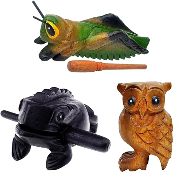 Wooden Instruments - Frog, Cricket and Owl Set 3