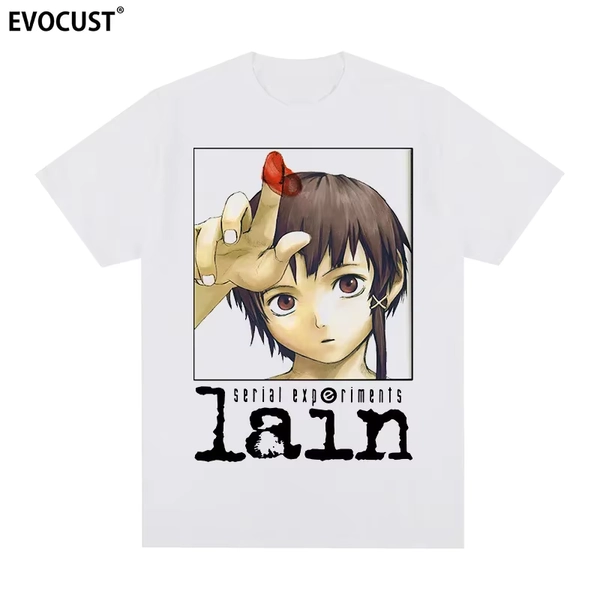 Serial Experiments Lain Japanese Glitch Aesthetic Manga Anim Men's T-shirt Breathable Striped Design Suitable for All Seasons