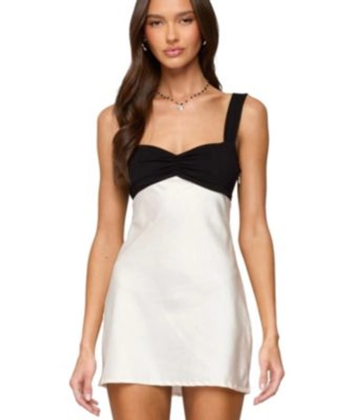 Women's Contrast Satin Effect Mini Dress