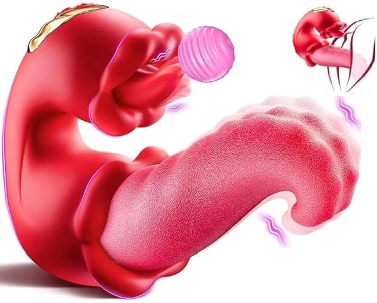 2025 New Rose Shaped Suction Cup Female Toys Tongue Quiet 10 Speed Adult Toys Waterproof Automatic Electric Adult Toy Machine Portable Bullet Set Massage Women's Toy 2G8