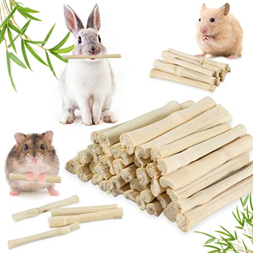 Sukh 440g Sweet Bamboo Chew-Sticks - Natural Rabbit Bamboo Sticks Small Animal Chew Sticks Sweet Bamboo Chew Toy Bunny Molar Treats Atural Teeth Grinding Toys for Squirrel Guinea Pigs Chinchilla