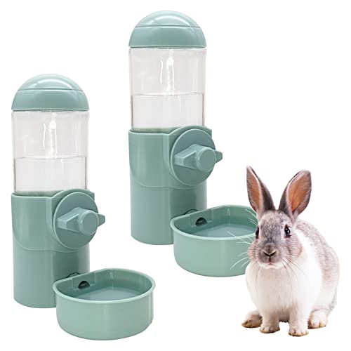 Tfwadmx Rabbit Watter Bottle 17oz Hanging Guinea Pig Automatic Water Dispenser No Drip Small Animal Cage Water Feeder Bowl for Bunny Chinchilla Hedgehog Ferret 2PCS (Blue) - Gray Watere 2pcs
