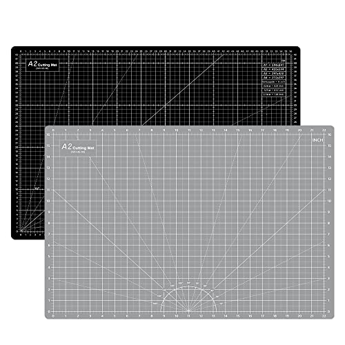 HEADLEY TOOLS 18" x 24" Thickened Self Healing Cutting Mat, A2 Rotary Cutting Sewing Mat for Crafts, Double Sided 5-Ply Table Cutting Board for Fabric Quilting Leather Arts Hobby Project, Grey/Black - 18 x 24 inch - Grey/Black