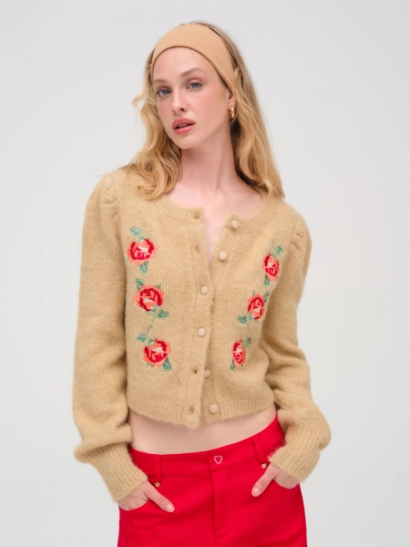 Grans Beaded Knit Cardigan — Neutral