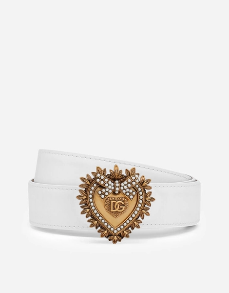 Leather Devotion belt in White for Women | Dolce&Gabbana® US