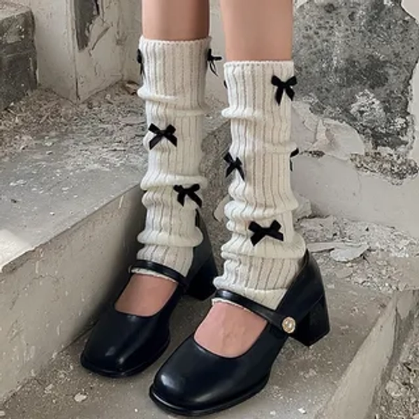 Bow Ribbed Leg Warmer