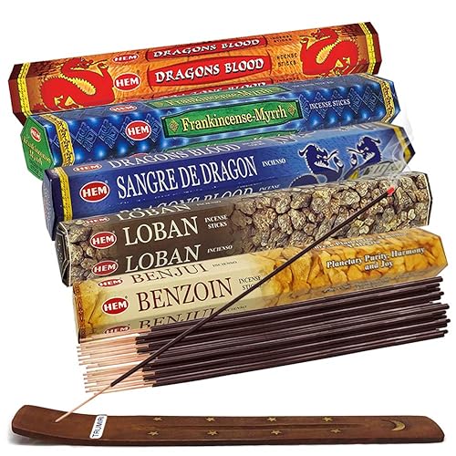 Hem Incense Sticks Variety Pack #3 and Incense Stick Holder Bundle with 5 Popular Based Fragrances - Assort 1