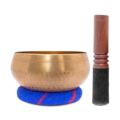 Ohm Store 5" Tibetan Singing Bowl Set — Meditation Sound Bowl Handcrafted in Nepal for Yoga, Chakra Healing, Mindfulness, and Stress Relief - Bronze 5"
