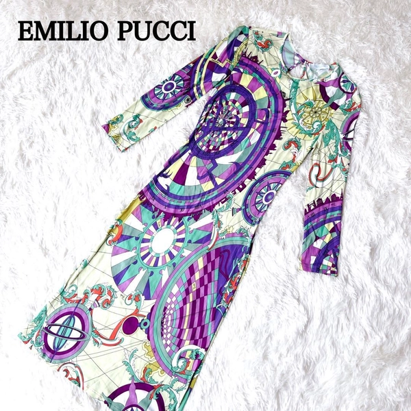 EMILIO PUCCI One-piece Multicolor dress made in Italy rayon size 36 Near Mint