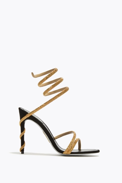 MARGOT BLACK AND GOLD SANDAL 105 | Rene Caovilla