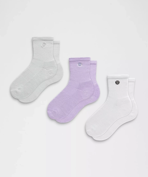 Unisex Daily Essential Quarter Socks *3 Pack - White/Ocean Air/Lavender Frost - M