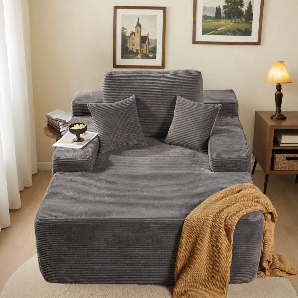 Cloudelle Oversized Plush Corduroy Chaise Lounge Chair