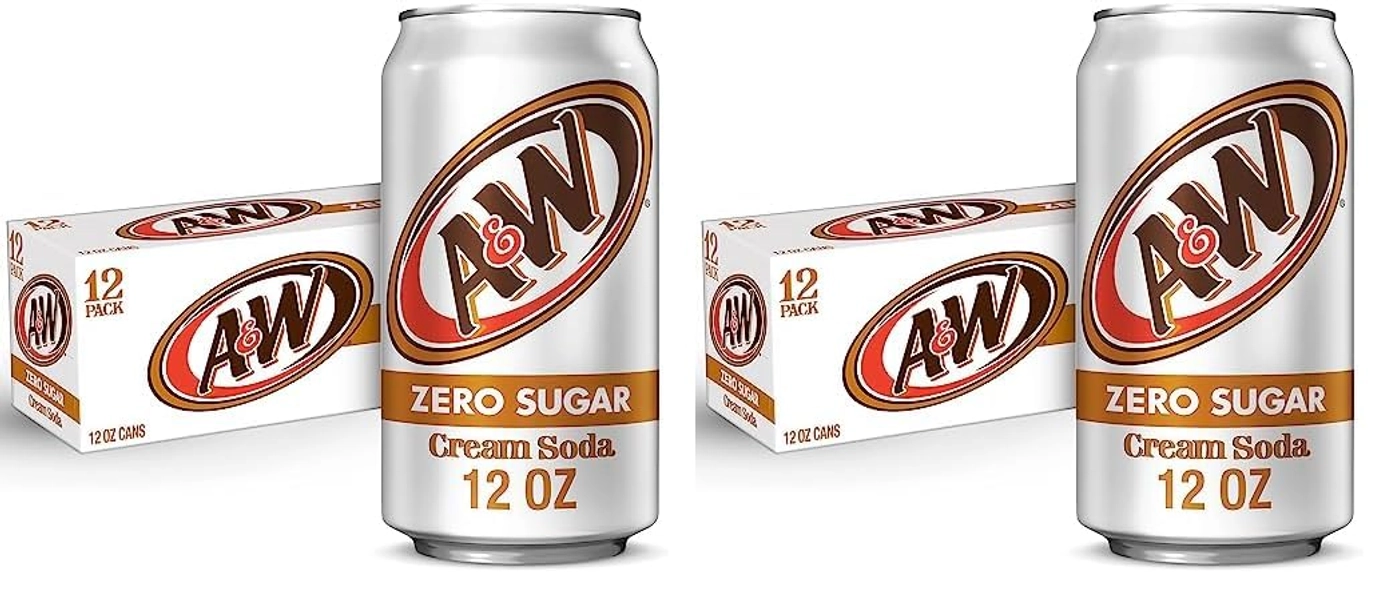 A&W Cream Soda Zero Sugar, 12 fl. oz. Cans, 12 Pack (Pack of 2)