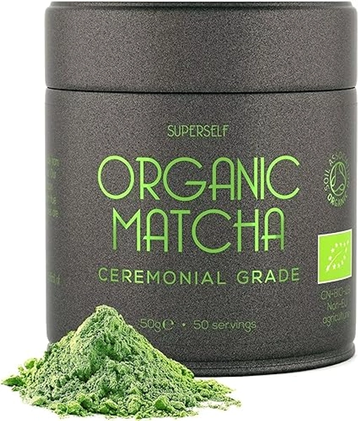 Organic Matcha Powder - Ceremonial Grade Matcha - 50g (50 servings) Gift Tin - Premium Matcha Green Tea Powder - Certified Organic by Soil Association - 100% Pure Stone Ground Macha Tea Leaves - Vegan