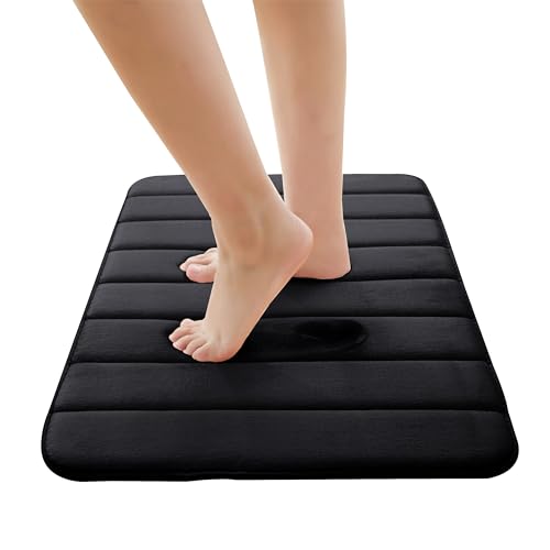Moonlight Bedding Memory Foam Bath Mat Non Slip Anti Mould – 40 x 60 cm Black Washable Super Absorbent Bathroom Mat Extra Soft & Comfortable Shower Mats - 40x60 cm - Black