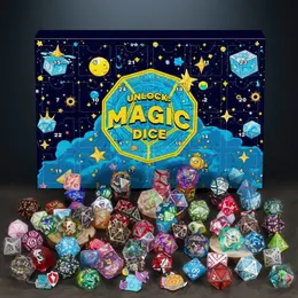 2025 Dice Advent Calendar -with 24 holes Include Badge,Resin&metal&acrylic Material Dice, Surprise Mystery Dice Box,Party Supplies,Great Festive Holiday Gift for D&D RPG MTG Role Playing Table Games Player,