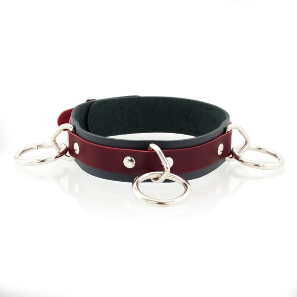 3 Ring Bondage Slave Collar with Locking Buckle-S
