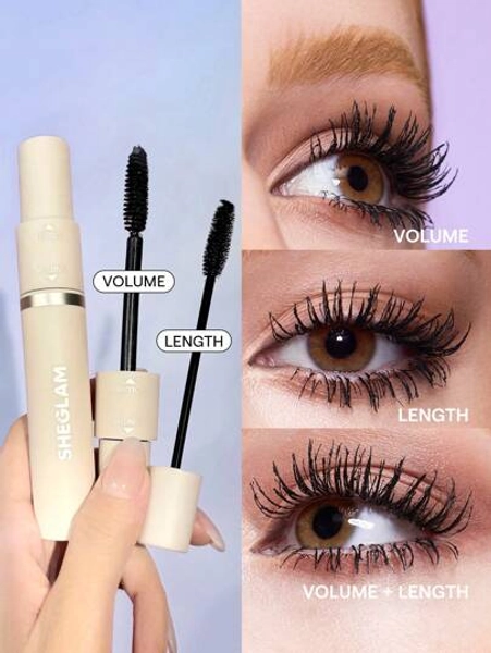 SHEGLAM Lash Besties 2-In-1 Mascara Volumizing Double Head Brush Easy To Remove No Smudge Long-Lasting Define Thick Lengthening Volume Big Eyes Mascara Graduation Birthday Holiday Summer Fall Autumn Y2K Fancy Fashion Women Brand Makeup Cosmetic Beauty Party Beach Travel Camping Outdoors School Campus Trip Festivals Decor Gift Present Rose Girl Cosplay Best Color Charm Vibe