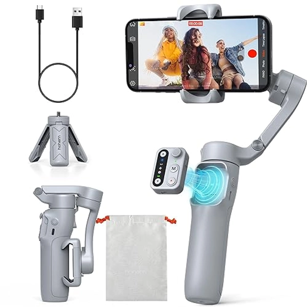 hohem iSteady X3 SE Gimbal Stabilizer for iPhone, Phone Stabilizer with Detachable Remote Control, Portable Foldable 3-Axis Phone Gimbal for Android & iPhone 16 15 Pro Max, Ideal for Travel Vlogging